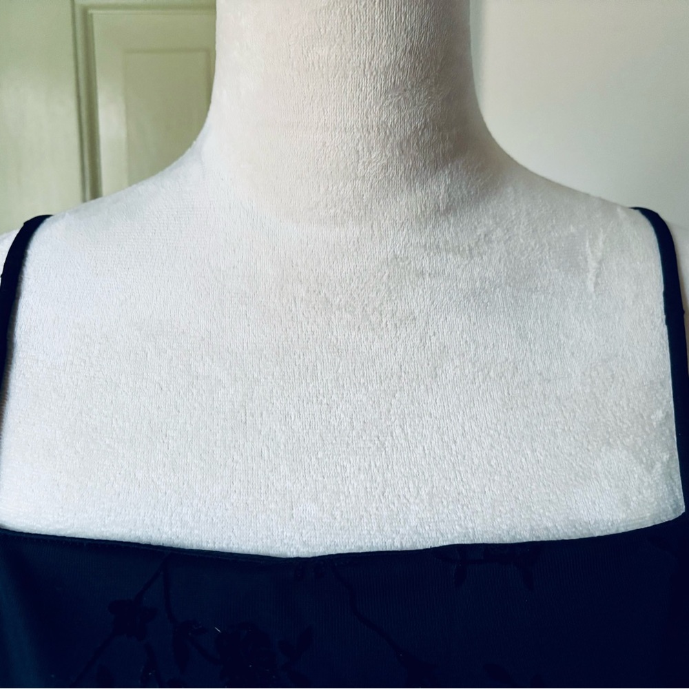 Vintage Y2K Sz 14 California Concepts Sheer Black Floral Empire Waist Prom Dress - Picture 6 of 9